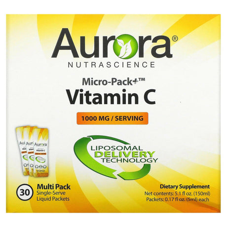 Aurora Nutrascience, Micro-Pack+ Vitamin C, 1,000 mg , 30 Packets, 0.17 fl oz (5 ml) Each - Supply Center USA