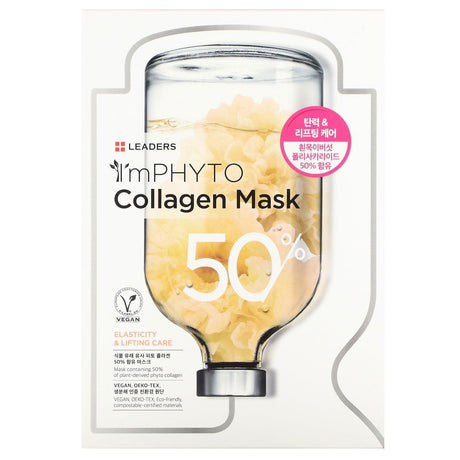 Leaders, I'mPhyto Collagen Beauty Mask, 10 Sheets, 0.84 fl oz (25 ml) Each - Supply Center USA