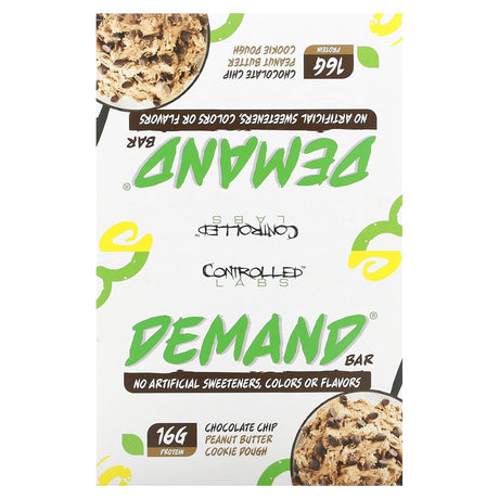 Controlled Labs, Demand Bar, Chocolate Chip, Peanut Butter Cookie Dough, 12 Bars, 2.12 oz (60 g) Each - Supply Center USA