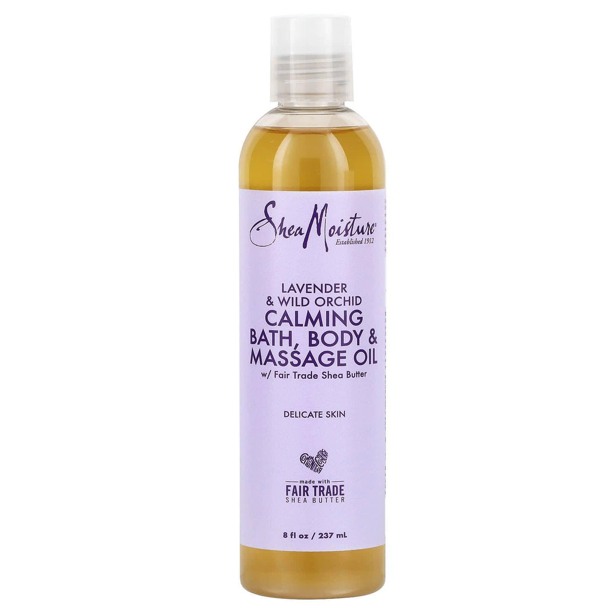 SheaMoisture, Calming Bath, Body & Massage Oil, Delicate Skin, Lavender & Wild Orchid, 8 fl oz (237 ml) - Supply Center USA