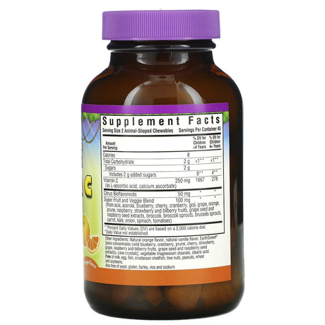 Bluebonnet Nutrition, Super Earth, Rainforest Animalz, Vitamin C, Natural Orange Flavor, 90 Animal-Shaped Chewables - Supply Center USA