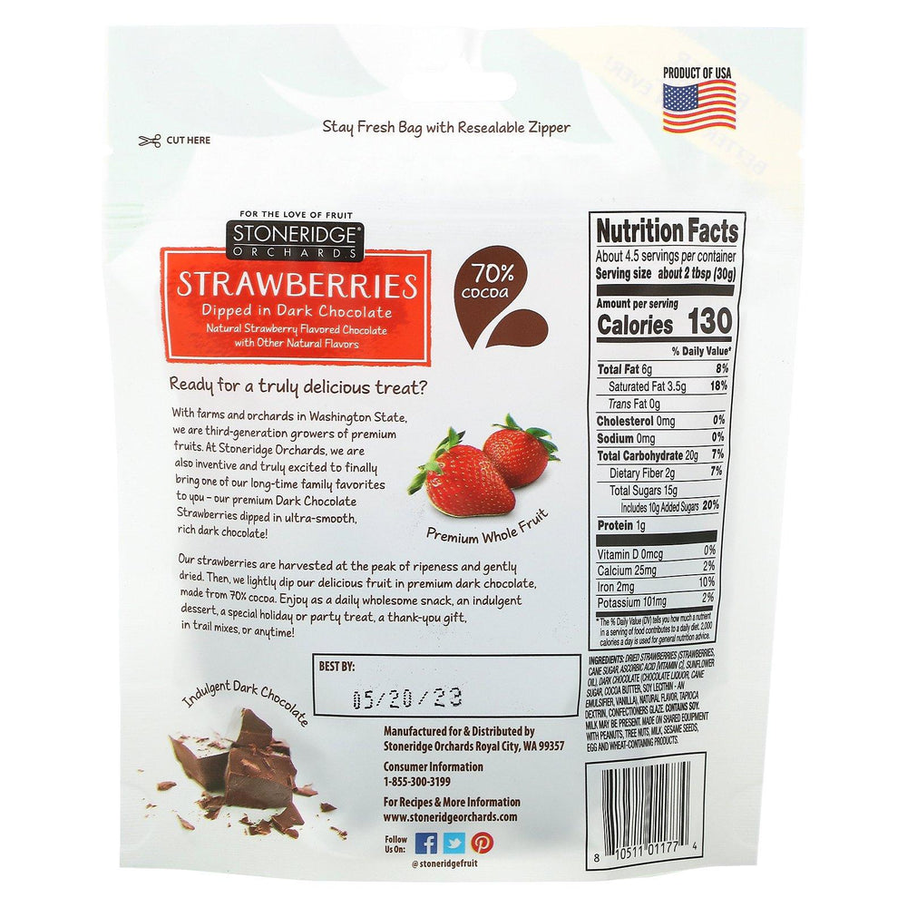 Stoneridge Orchards, Strawberries, Dipped in Dark Chocolate, 70% Cocoa, 5 oz (142 g) - HealthCentralUSA