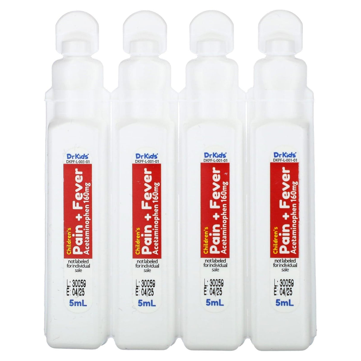 DrKids, Children's Pain + Fever, Ages 2-11 Years, Cherry, 20 Pre-Measured Single-Use Vials, 0.17 fl oz (5 ml) Each - Supply Center USA