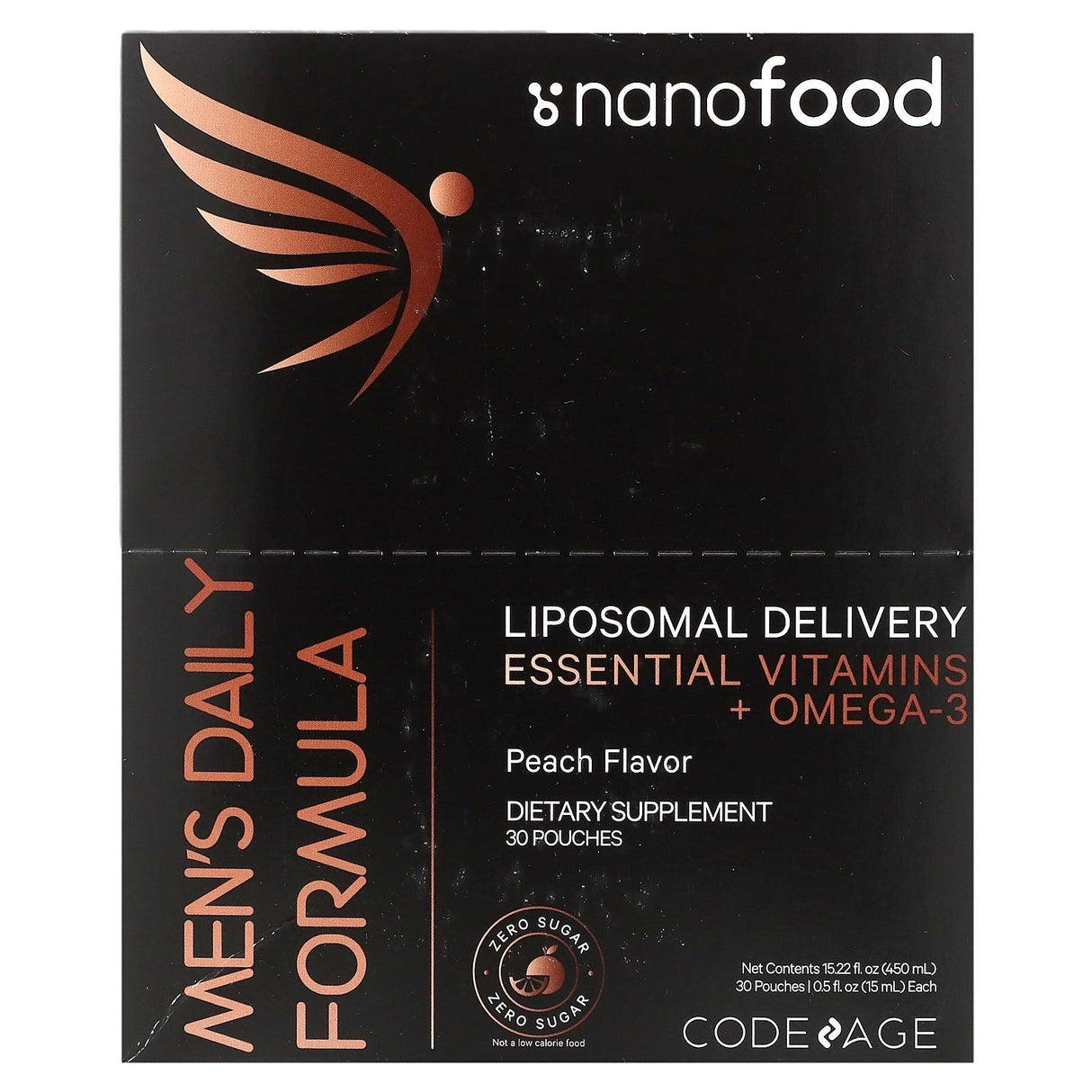 Codeage, Nanofood, Liposomal Men's Daily Formula, Peach, 30 Pouches, 0.5 fl oz (15 ml) Each - Supply Center USA