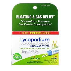 Boiron, Lycopodium, Bloating & Gas Relief, Meltaway Pellets, 30C, 3 Tubes, 80 Pellets Each - HealthCentralUSA