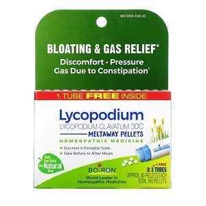 Boiron, Lycopodium, Bloating & Gas Relief, Meltaway Pellets, 30C, 3 Tubes, 80 Pellets Each - Supply Center USA