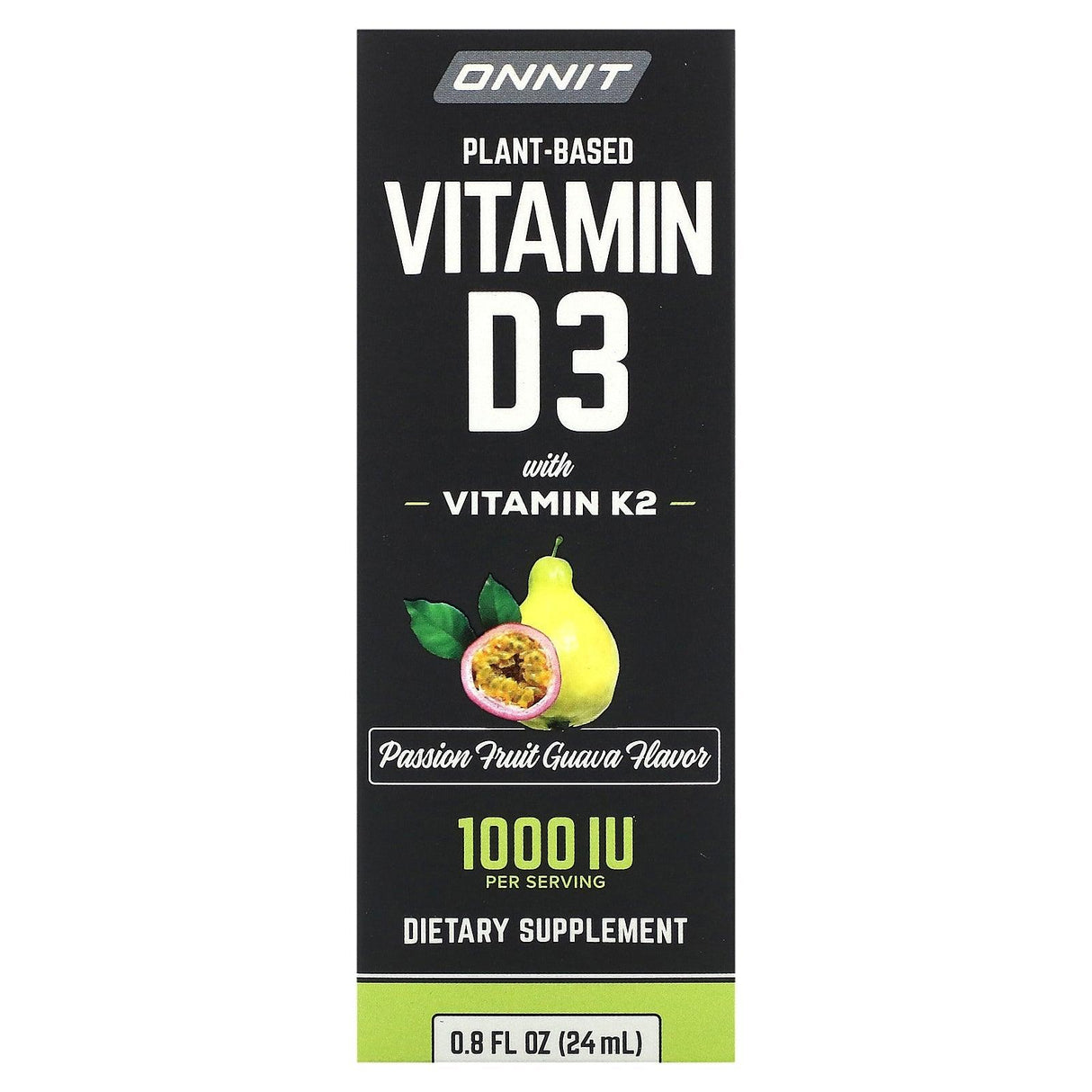 Onnit, Plant Based Vitamin D3 with Vitamin K2, Grapefruit, 25 mcg (1,000 IU), 0.8 fl oz (24 ml) - Supply Center USA