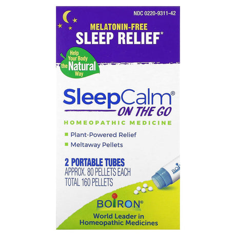 Boiron, SleepCalm On The Go, 2 Portable Tubes, Approx. 80 Pellets Each - Supply Center USA