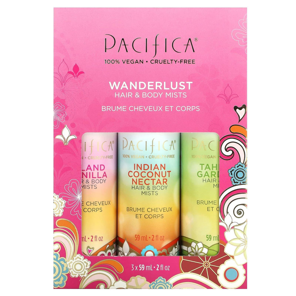 Pacifica, Hair & Body Mists, Wanderlust, 3 Pack, 2 fl oz (59 ml) Each - Supply Center USA