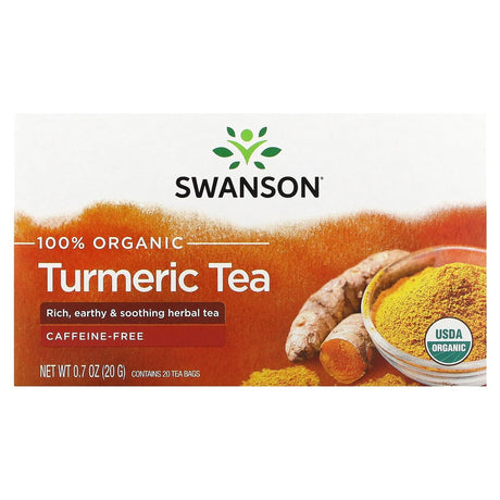 Swanson, 100% Organic Turmeric Tea, Caffeine-Free, 20 Tea Bags, 0.7 oz (20 g) - Supply Center USA