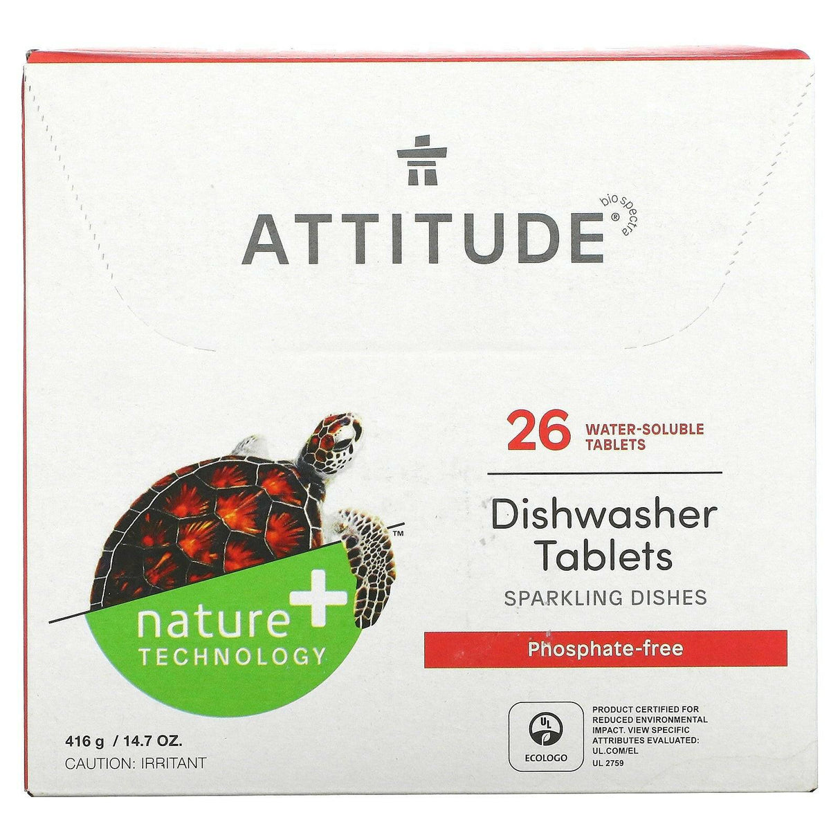 ATTITUDE, Dishwasher Tablets, 26 Water-Soluble Tablets - Supply Center USA