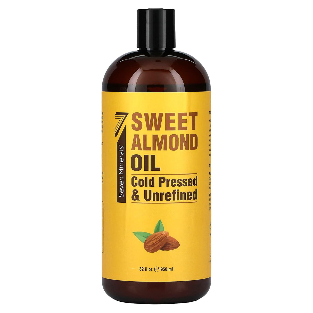 Seven Minerals, Sweet Almond Oil, Cold Pressed & Unrefined, Unscented, 32 fl oz (950 ml) - Supply Center USA