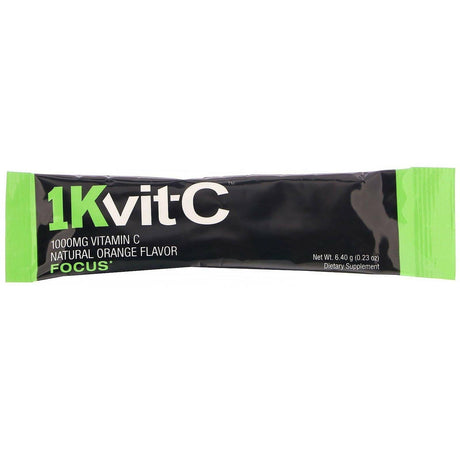 1Kvit-C, Vitamin C, Focus, Effervescent Drink Mix, Natural Orange Flavor, 1,000 mg, 30 packets. 0.23 oz (6.40 g) Each - Supply Center USA