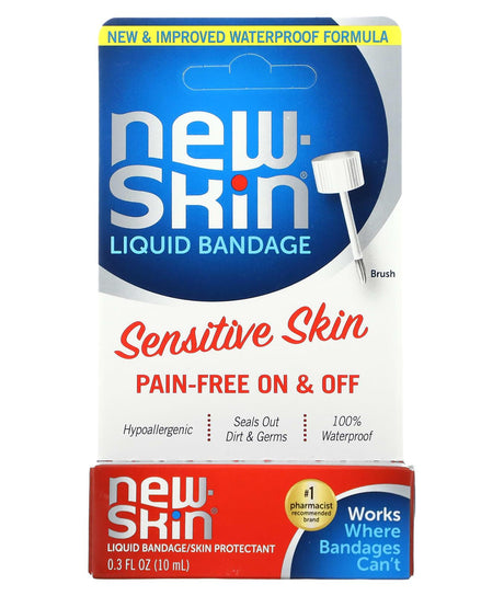 New Skin, Liquid Bandage/Skin Protectant, Sensitive Skin, 0.3 fl oz (10 ml) - Supply Center USA