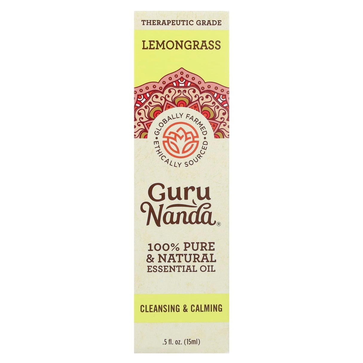 GuruNanda, 100% Pure & Natural Essential Oil, Lemongrass, 0.5 fl oz (15 ml) - Supply Center USA