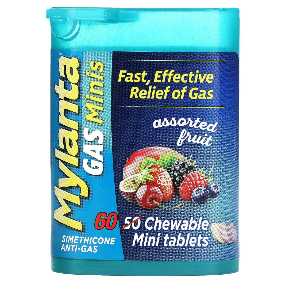 Mylanta, Gas Minis, Assorted Fruit, 60 Chewable Mini Tablets - Supply Center USA