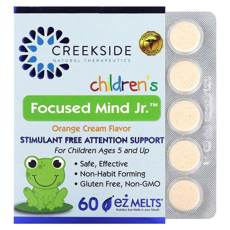 Creekside Natural Therapeutics, Children's Focused Mind Jr, Orange Cream, 60 EZ-Melt Tablets - Supply Center USA