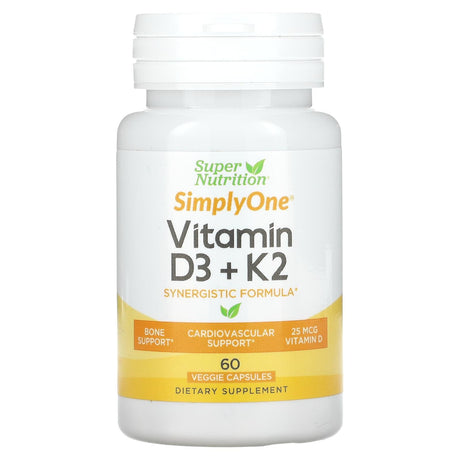 Super Nutrition, Vitamin D3 + K2, 60 Veggie Capsules - Supply Center USA