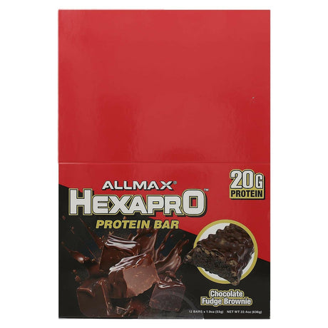 ALLMAX, Hexapro Protein Bar, Chocolate Fudge Brownie, 12 Bars, 1.9 oz (53 g) Each - Supply Center USA