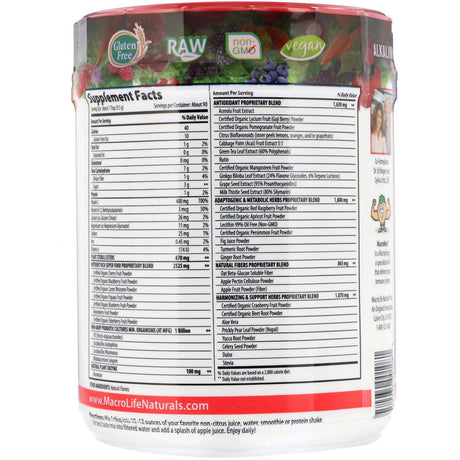 Macrolife Naturals, Miracle Reds, Superfood, Goji-Pomegranate-Acai-Mangosteen, 1.9 lbs (850 g) - Supply Center USA