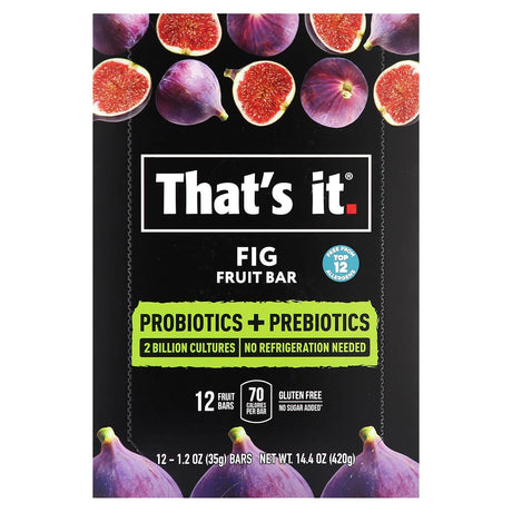 That's It, Prebiotics + Probiotics Fruit Bar, Fig, 12 Bars, 1.2 oz (35 g) Each - Supply Center USA