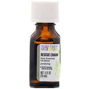 Aura Cacia, Pure Essential Oil Blend, Rescue Charm, .5 fl oz (15 ml) - HealthCentralUSA