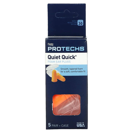 Flents, Protechs, Quiet Quick Foam Ear Plugs, 5 Pair + Case - Supply Center USA