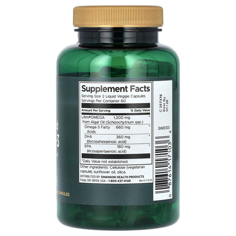 Swanson, Plant Based Omega-3, 120 Liquid Veggie Capsules - Supply Center USA