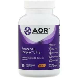 Advanced Orthomolecular Research AOR, Advanced B Complex Ultra, 60 Time Release Tablets - Supply Center USA