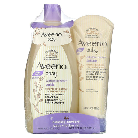 Aveeno, Baby, Calming Comfort Bath + Lotion Set, Lavender and Vanilla, 2 Piece Set - Supply Center USA