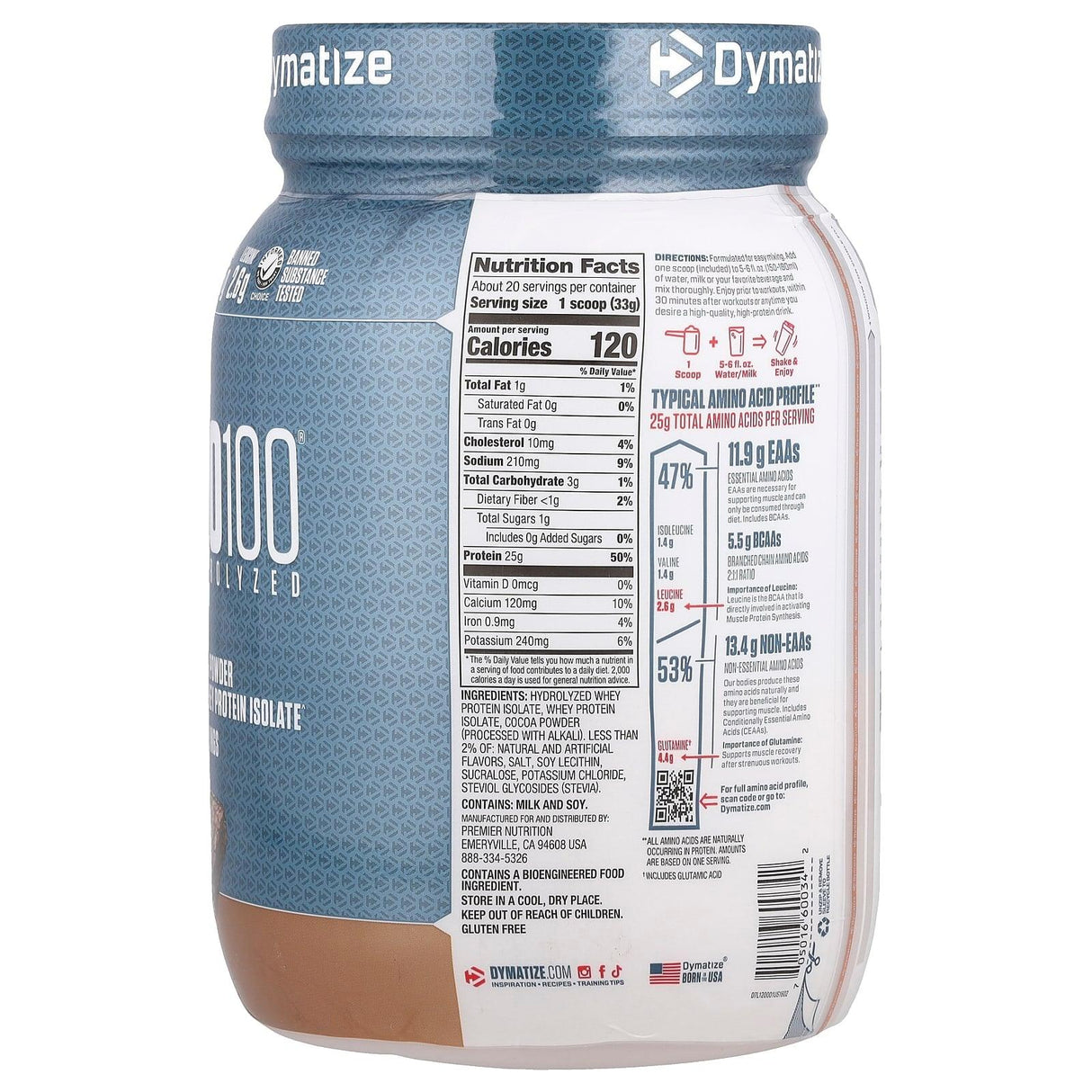 Dymatize, ISO100® Hydrolyzed, 100% Whey Protein Isolate, Fudge Brownie , 1.45 lb (660 g) - Supply Center USA