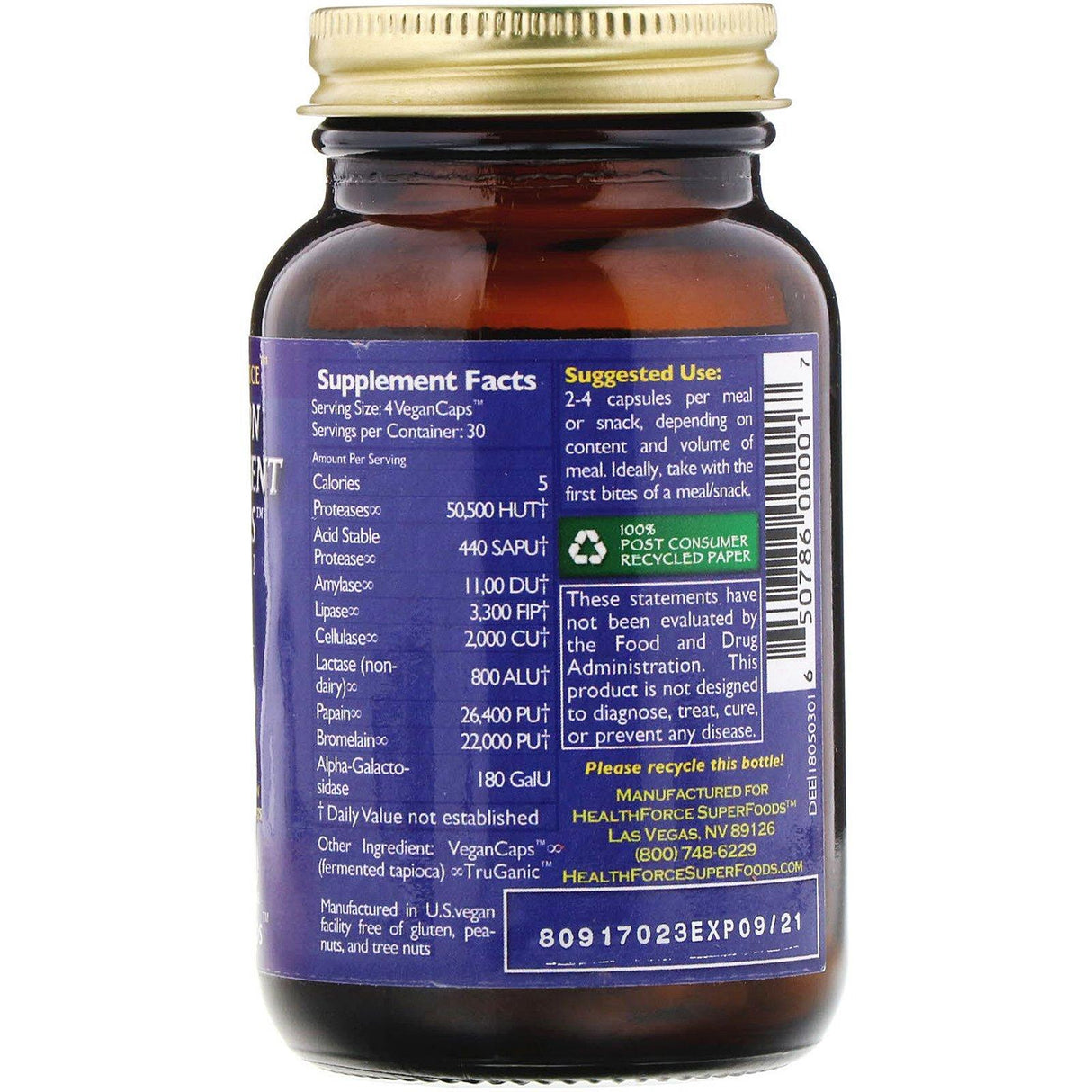 HealthForce Superfoods, Digestion Enhancement Enzymes, 120 VeganCaps - Supply Center USA