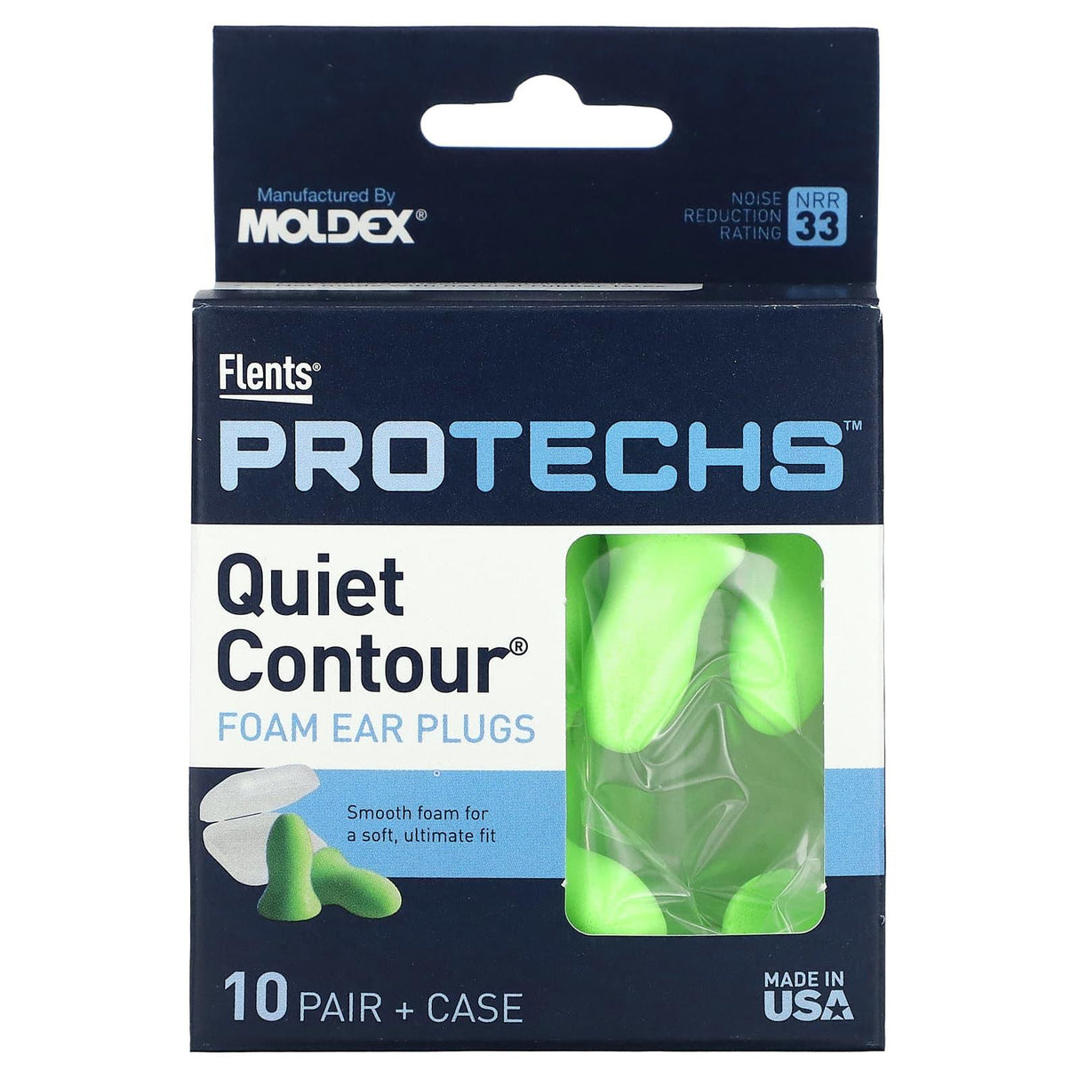 Flents, Protechs, Quiet Contour Foam Ear Plugs, 10 Pair + Case - Supply Center USA