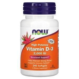 Now Foods, Vitamin D-3 High Potency, 50 mcg (2,000 IU), 240 Softgels - Supply Center USA