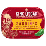 King Oscar, Wild Caught Sardine, In Extra Virgin Olive Oil with Hot Jalapeno Peppers, Hot, Two Layer, 3.75 oz (106 g) - Supply Center USA