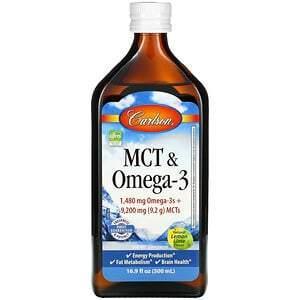 Carlson Labs, MCT & Omega-3, Natural Lemon Lime, 16.9 fl oz (500 ml) - Supply Center USA