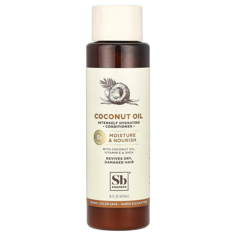 Soapbox, Coconut Oil Conditioner, Moisture & Nourish, Dry, Damaged Hair, 16 fl oz (473 ml) - Supply Center USA