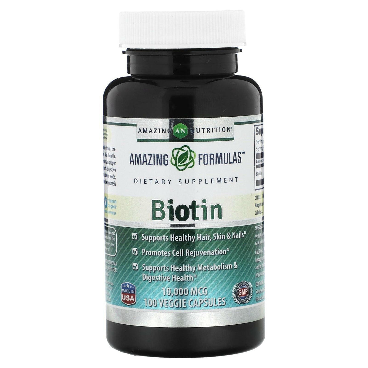 Amazing Nutrition, Biotin, 10,000 mcg, 100 Veggie Capsules - Supply Center USA