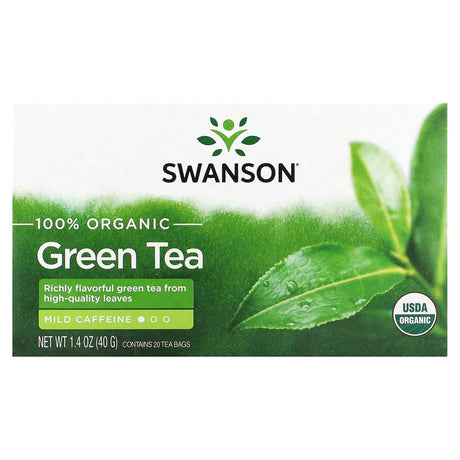 Swanson, 100% Organic Green Tea, 20 Tea Bags, 1.4 oz (40 g) - Supply Center USA