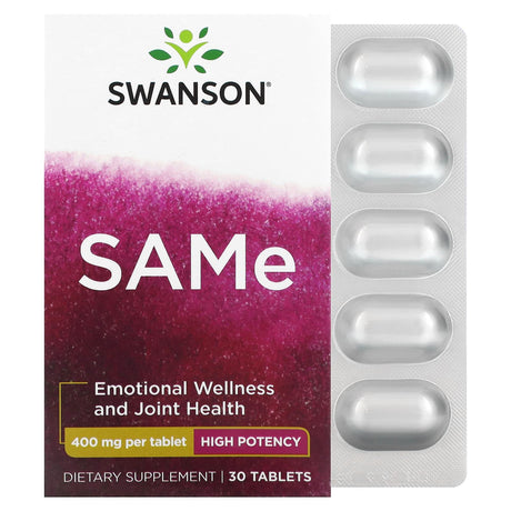 Swanson, SAMe, High Potency, 400 mg, 30 Tablets - Supply Center USA