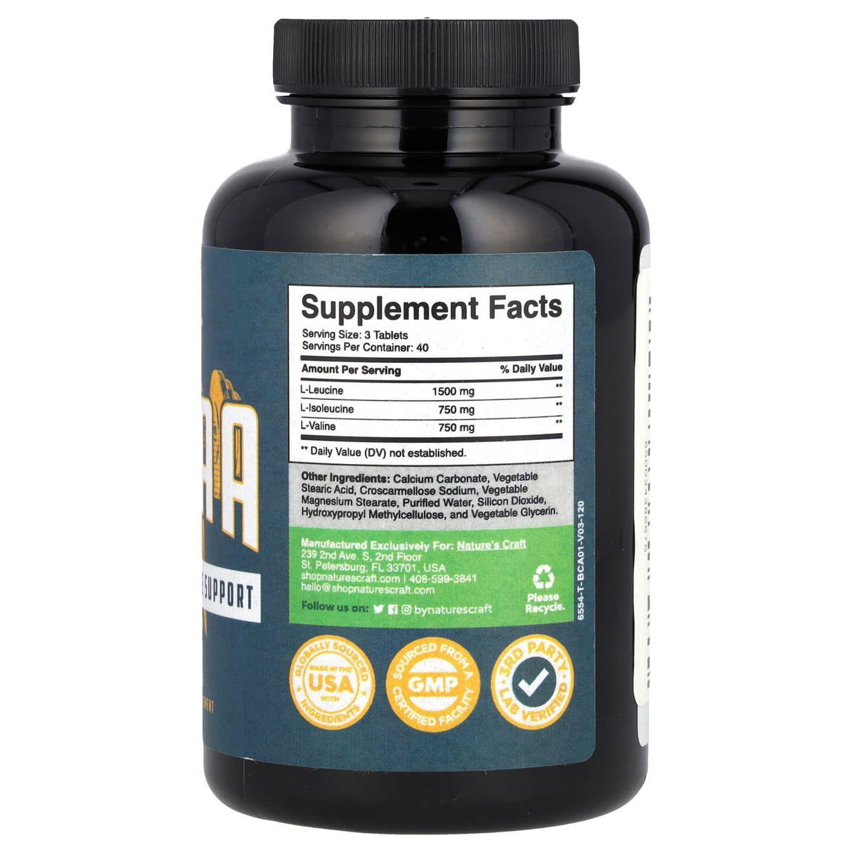 Nature's Craft, BCAA, 120 Tablets - Supply Center USA