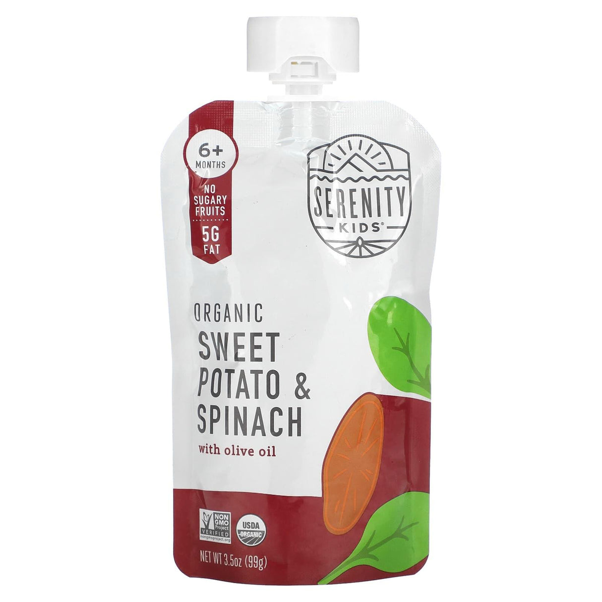 Serenity Kids, Organic Butternut Squash & Spinach with Avocado Oil, 6+ Months, 3.5 oz (99 g) - Supply Center USA