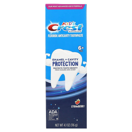 Crest, Kids, Advanced, Fluoride Anticavity Toothpaste, 6+ Yrs, Strawberry, 4.1 oz (116 g) - Supply Center USA