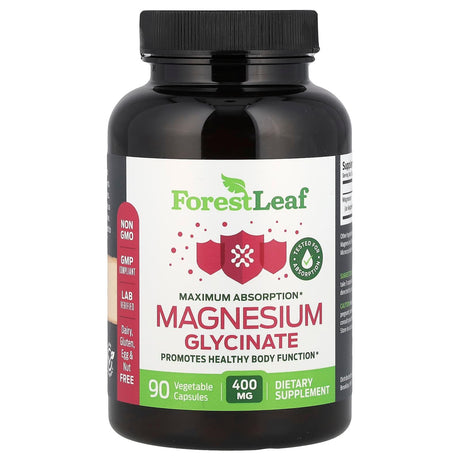 Forest Leaf, Magnesium Glycinate, Maximum Absorption, 400 mg, 90 Vegetable Capsules (133.3 mg per Capsule) - Supply Center USA