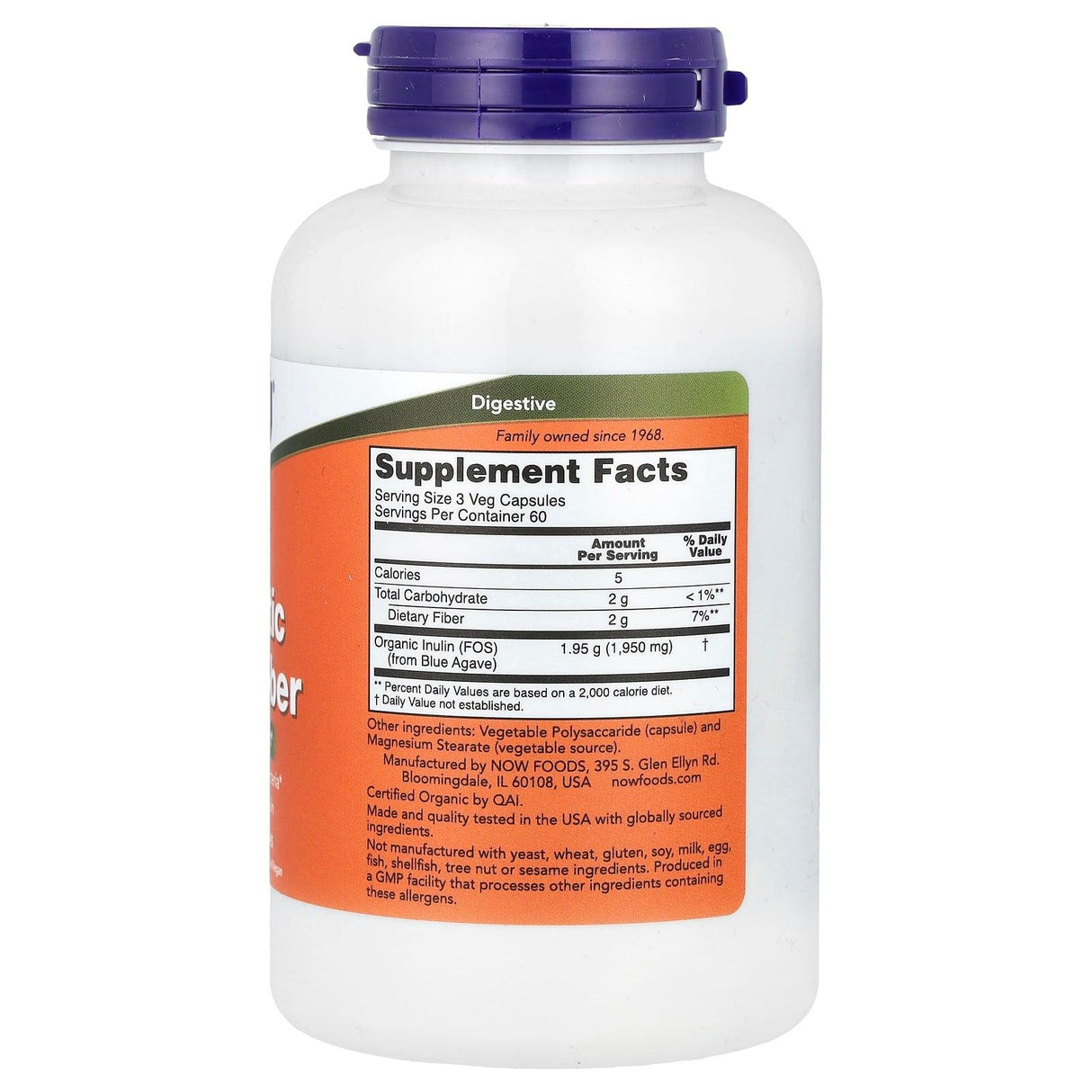 NOW Foods, Prebiotic Inulin Fiber, 180 Veg Capsules - Supply Center USA