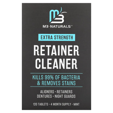 M3 Naturals, Retainer Cleaner, Mint, 120 Tablets - Supply Center USA