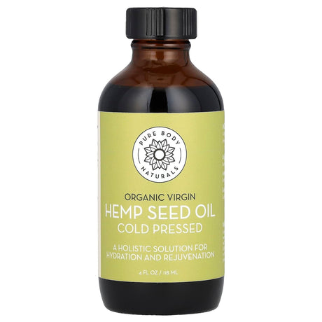 Pure Body Naturals, Organic Virgin Hemp Seed Oil, 4 fl oz (118 ml) - Supply Center USA