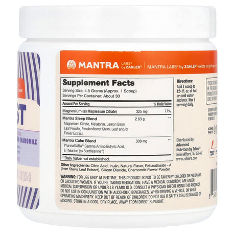 Zahler, Mantra Labs, Rest, Lemon Chamomile, 4.8 oz (135 g) - Supply Center USA