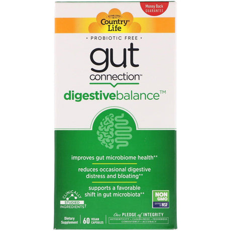 Country Life, Gut Connection, Digestive Balance, 60 Vegan Capsules - Supply Center USA