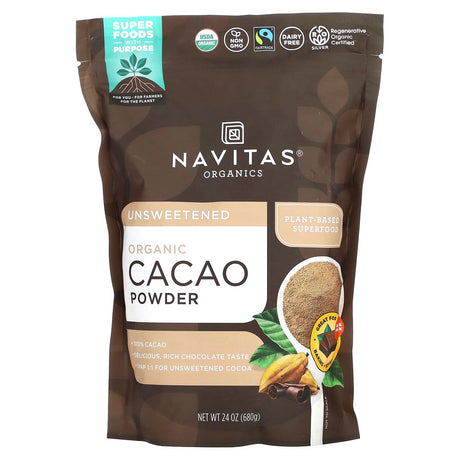 Navitas Organics, Organic Cacao Powder, Unsweetened, 24 oz (680 g) - Supply Center USA